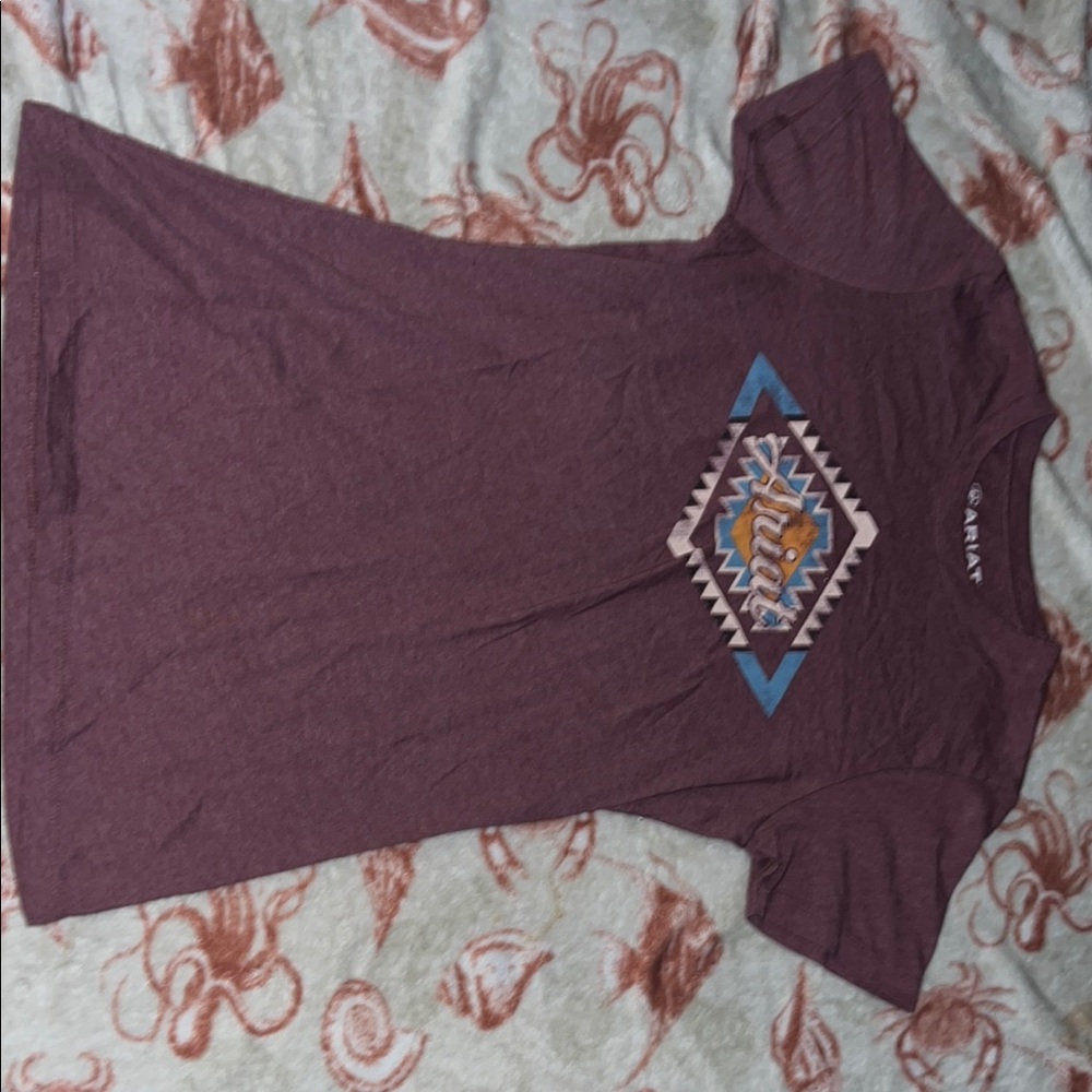 Maroon Graphic Tee with Tribal Design